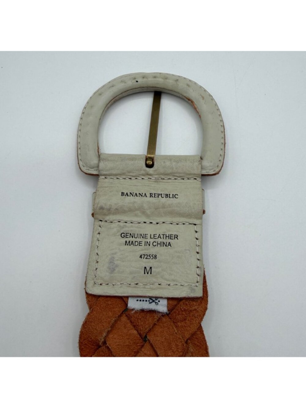 Banana Republic White Woven Genuine Leather Wide Belt Size Medium - Picture 5 of 5